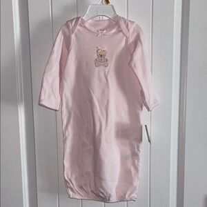 NEW! Baby girl, Pink Baby Sleep Gown with Bear Embroidery Matching Hat, 3mo